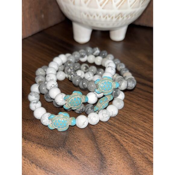 New Sea Turtle Beaded Bracelets Boho Turquoise Natural Stones Beads In Gift Box - Picture 2 of 5